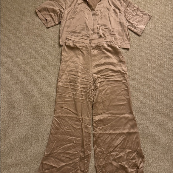 Lunya Washable Silk High Rise Pant Set - Tan - Picture 2 of 5